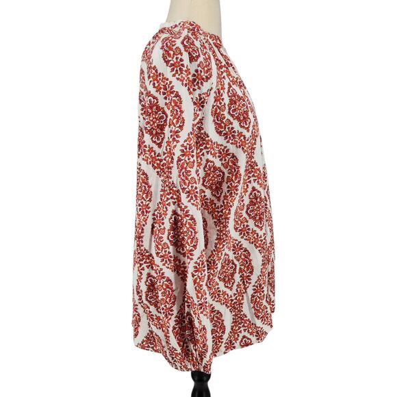 Belle by Kim Gravel Printed Tunic Top Metallic Gold Thread – Size Large - Picture 6 of 8